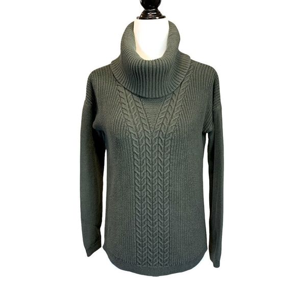 Banana Republic Cable Knit Turtleneck Green Sweater Size S - Picture 2 of 8